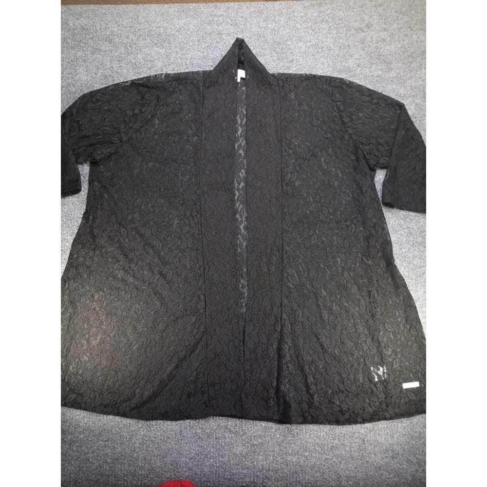 Shannon Ford New York Cardigan Womens 3X Black Floral Lace Open Front Kimono